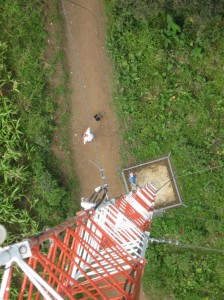 A view of Bunia, DRC from above on a radio tower during some antenna work.
