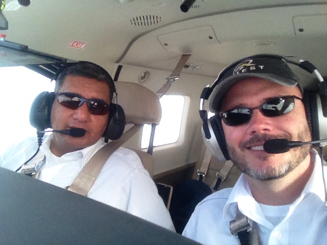 Ecuador program pilots Daniel Soría (left) and Chad Irwin during the ferry flight from Nampa, ID to Shell, Ecuador. Photo courtesy of Chad Irwin.