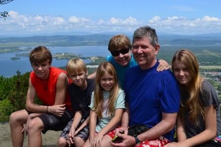 Natalie’s parents, John and Deanna Beam, with their grandchildren during a visit to Papua.