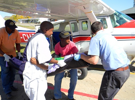 MAF airplanes, including 7P-CMH, responded to a Code-One call in 2012 to medevac several teens who were struck by a car. 7P-CMH
