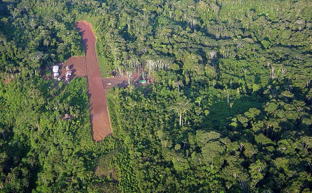 The Lowland Quichua village of Molino in the late afternoon. It sits on a plateau above the Bobonaza River in Ecuador.