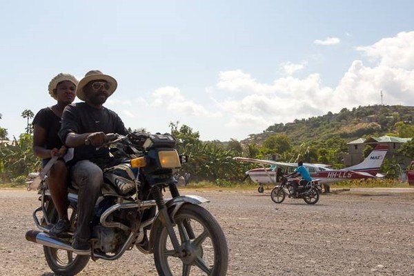 Traffic on the airstrip at Port-de-Paix, Haiti. Photo by Mark and Kelly Hewes.