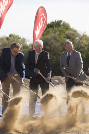 Pastor Jim Halbert, MAF CEO John Boyd, and Canyon County Commissioner Tom Dale