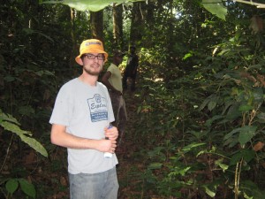 Hiking to a pygmy camp near Epulu, DRC.