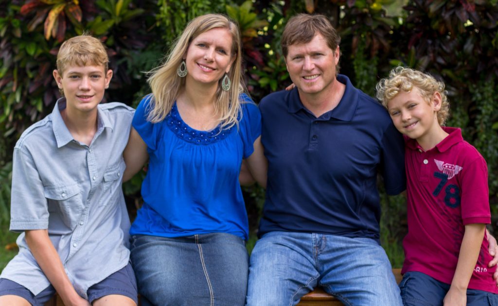 L to R: CJ ( ), Linda and her husband-pilot Dave, and Ryan ( ).
