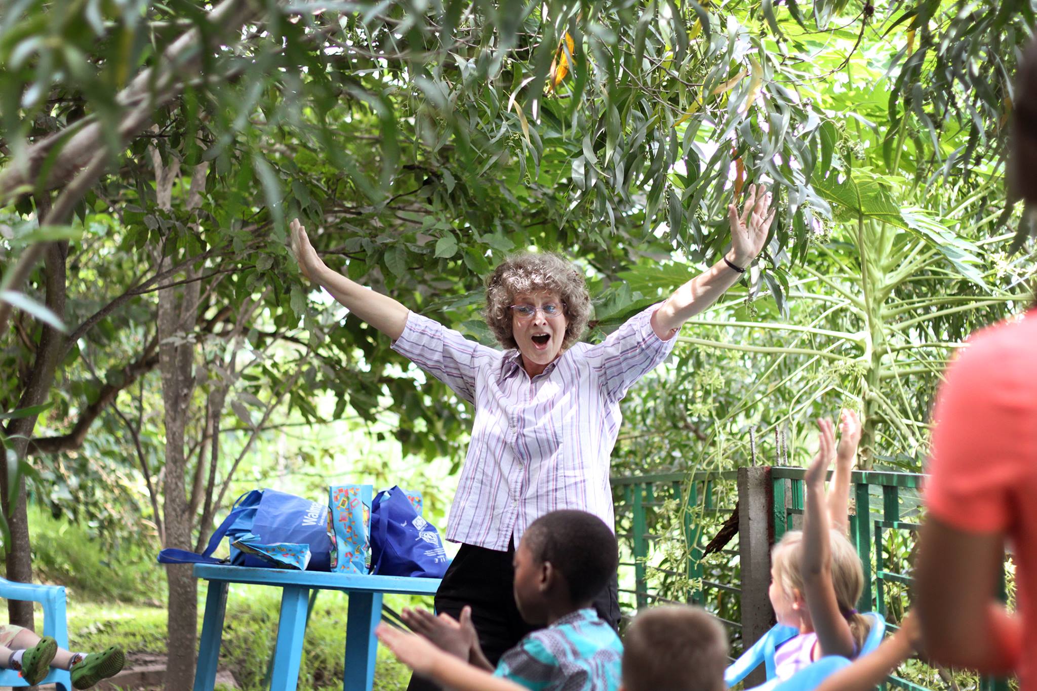 Mary Epp shares her incredible energy with the WDRC missionary kids. Photo by Jocelyn Frey.