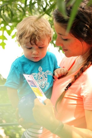 Rebekah Walsh entertains Pascal Frey. Photo by Jocelyn Frey.