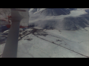 Lesotho, Africa, view of the Manamaneng airstrip from the MAF Cessna 206